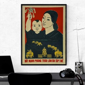Vietnamkrieg propagandistisches Plakat - Step up the Teamwork To Win The War- Arbeiten Sie zusammen, um die Amerikaner zu vertreiben - GRÖSSE: 30 x 40 cm
