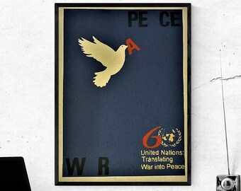 Vietnam War Poster Propaganda -60 Year Anniversary United Nations - A Dove Translating War into Peace - SIZE: 12x16 inches