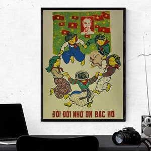 Reispapier Vietnam Krieg Poster Prop Kinder sind Dankbar und Feiern den Vietnamesischen Präsidenten Ho Chi Minh GRÖSSE: 30,5 x 40 cm