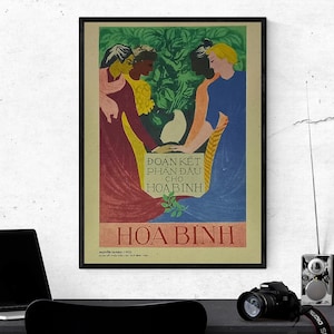 Vietnam Krieg Poster Alle 4 Kontinente vereinen sich miteinander und streben nach weltweitem Frieden während des Vietnamesisch Amerikanischen Krieg 1964 GRÖSSE: 30,5 x 40 cm
