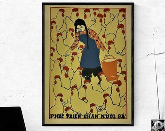 Vietnam War Poster - Develop Raising of Chickens to Increase Farm Development After the American Vietnamese War - SIZE: 12x16 in