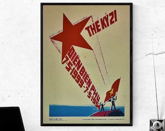 Vintage Vietnam War Poster - Determined to Fight The French Ending Slavery 45 Year Anniversary Battle of Dien Bien Phu in 1954 - 12x16 inch