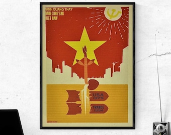 Vietnam War Poster - After 2 Wars the French and Americans 2 Bombs Planted in the Ground with a Tree Growing Between them  - Size 12x16 in