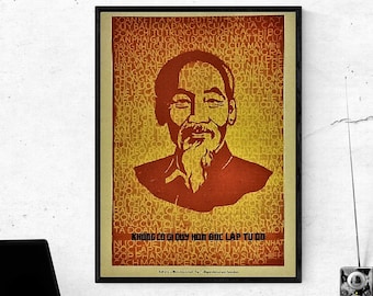 Vietnam Poster War Propaganda - President Ho Chi Minh - Nothing is More Important than Independence and Freedom - SIZE: 12 x 16 in