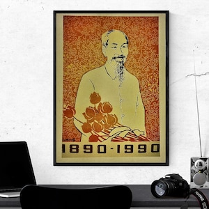 Vintage Vietnam KriegsPropaganda Poster - Ho Chi Minh Pfad der Weg zum Sieg und Glück über Amerika - Karte Von Vietnam bis Hanoi 30,5 x 40 cm