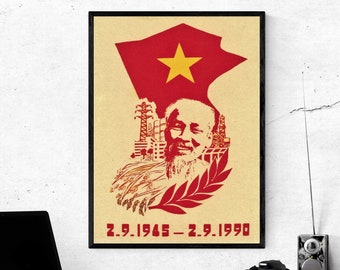 Vietnam War Propaganda Poster: Handmade Rice Paper Art (12x16in)