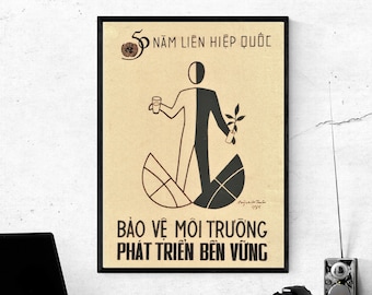 Vietnam War Poster - 50 Years the United Nations Has Been Protecting the Environment - SIZE: 12x16in (30x40cm)