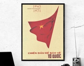 Vietnam War Propaganda Poster: Handmade Rice Paper Art (12x16in)