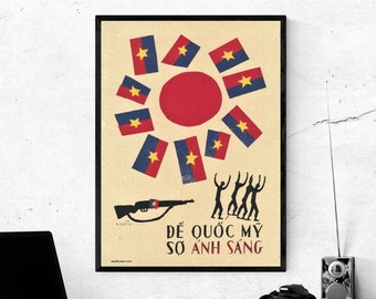 Vietnam War Poster - The US Empire is Afraid of the Light POW Gun Flags 12x16in (30x40cm)