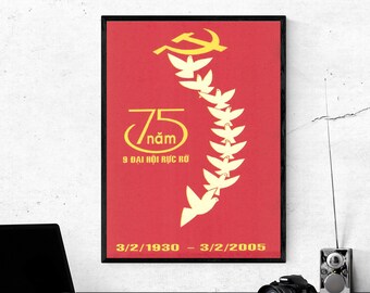 Vietnam War Propaganda Poster: Handmade Rice Paper Art (12x16in)