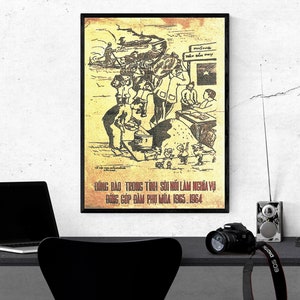 Vietnam Krieg Poster - Bürger in der Provinz leisteten gerne Beitrag zur Pflanzenproduktion - Größe 30 x 40 cm