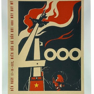 Old Rice Paper Vietnam War Poster Propaganda Commemorating the North ...
