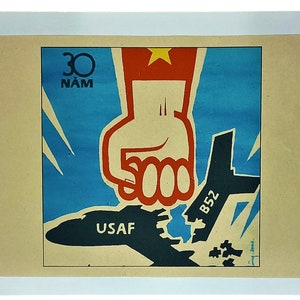 Rice Paper Vietnam War Poster Propaganda - The 30th Anniversary of Shooting Down Over 5000 United States Military Aircrafts - SIZE 12x16in