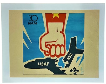 Rice Paper Vietnam War Poster Propaganda - The 30th Anniversary of Shooting Down Over 5000 United States Military Aircrafts - SIZE 12x16in