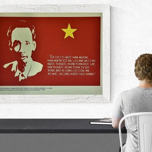 Vintage Vietnam War Propaganda Poster - Ho Chi Minh - Famous Speech for ...