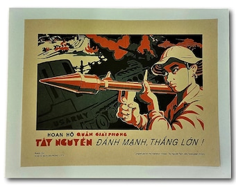 Vintage Vietnam War Propaganda Poster: Liberation Troops Victory (12x16in)