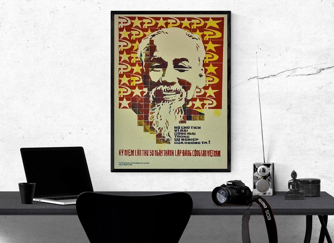 Vietnam Propaganda Poster - President Ho Chi Minh the 50th Anniversary ...