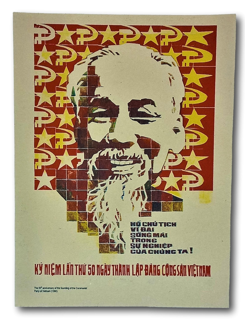 Vietnam Propaganda Poster - President Ho Chi Minh the 50th Anniversary ...