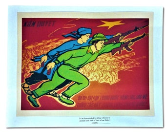 Vietnam War Propaganda Poster: Handmade Rice Paper Art (12x16in)