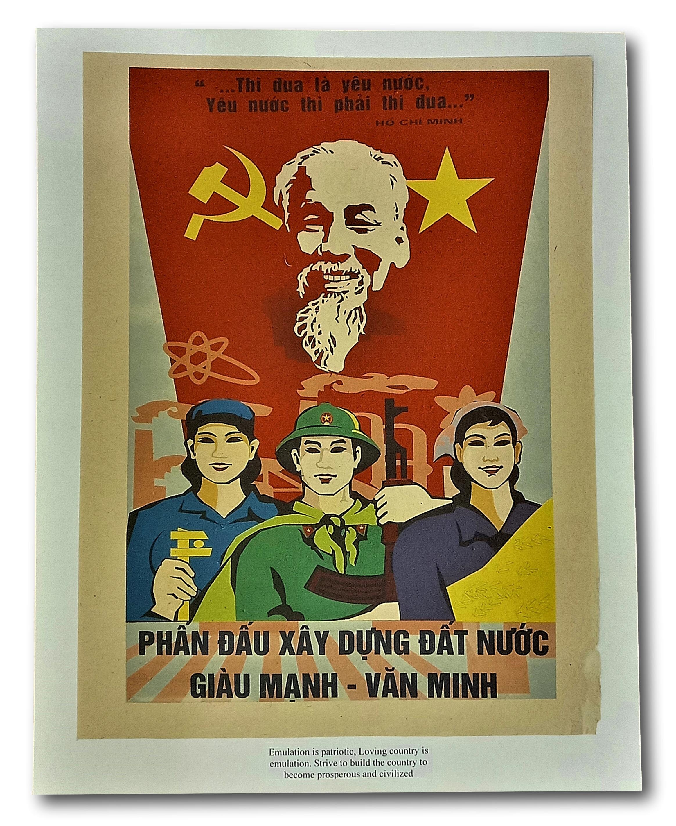 Vietnam War Poster Propaganda - Ho Chi Minh Loving Country - Strive to ...
