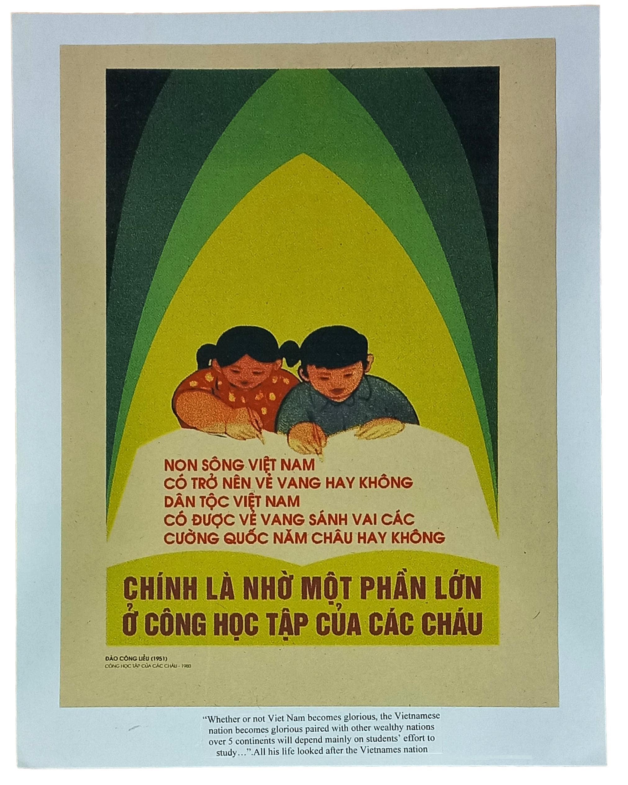 Vietnam War Poster Propaganda - Ho Chi Minh Encourages the Importance ...