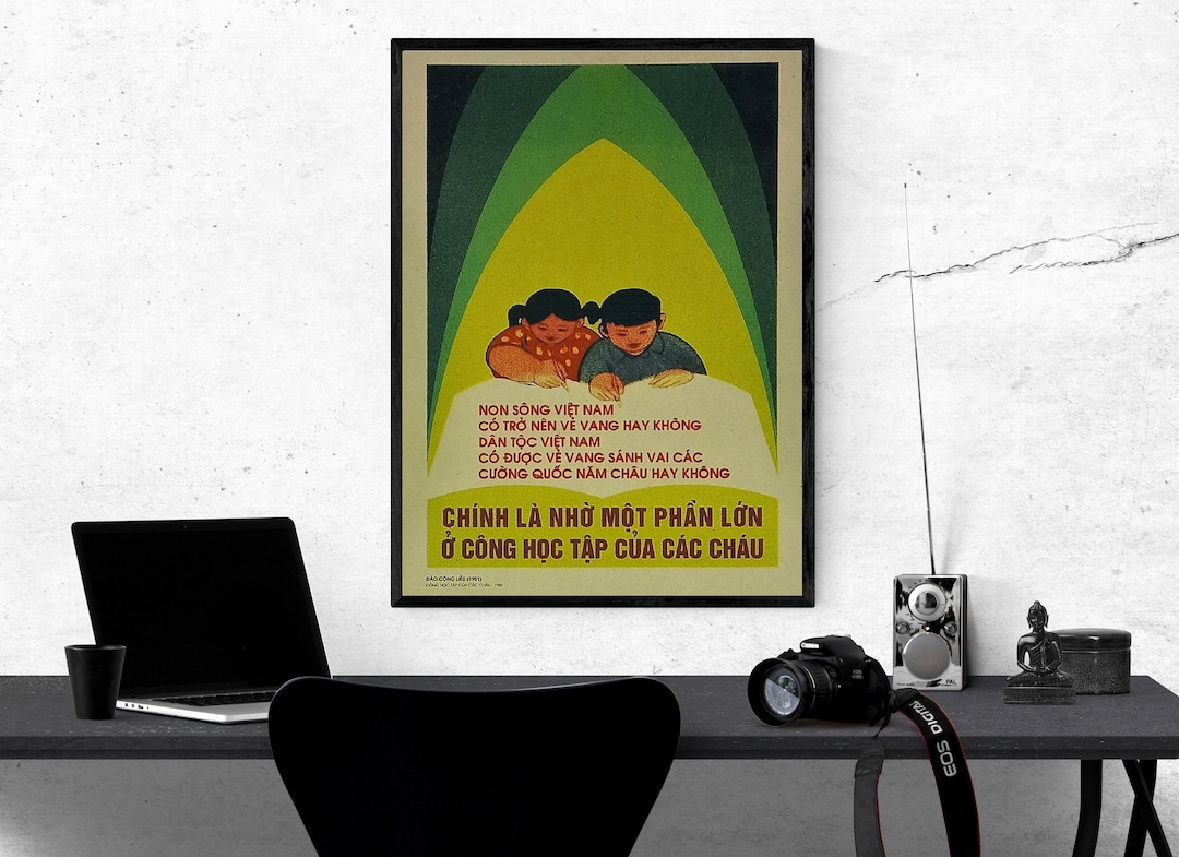 Vietnam War Poster Propaganda - Ho Chi Minh Encourages the Importance ...
