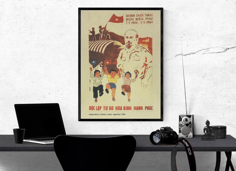 Vintage Vietnam War Propaganda Poster - Ho Chi Minh Independence ...