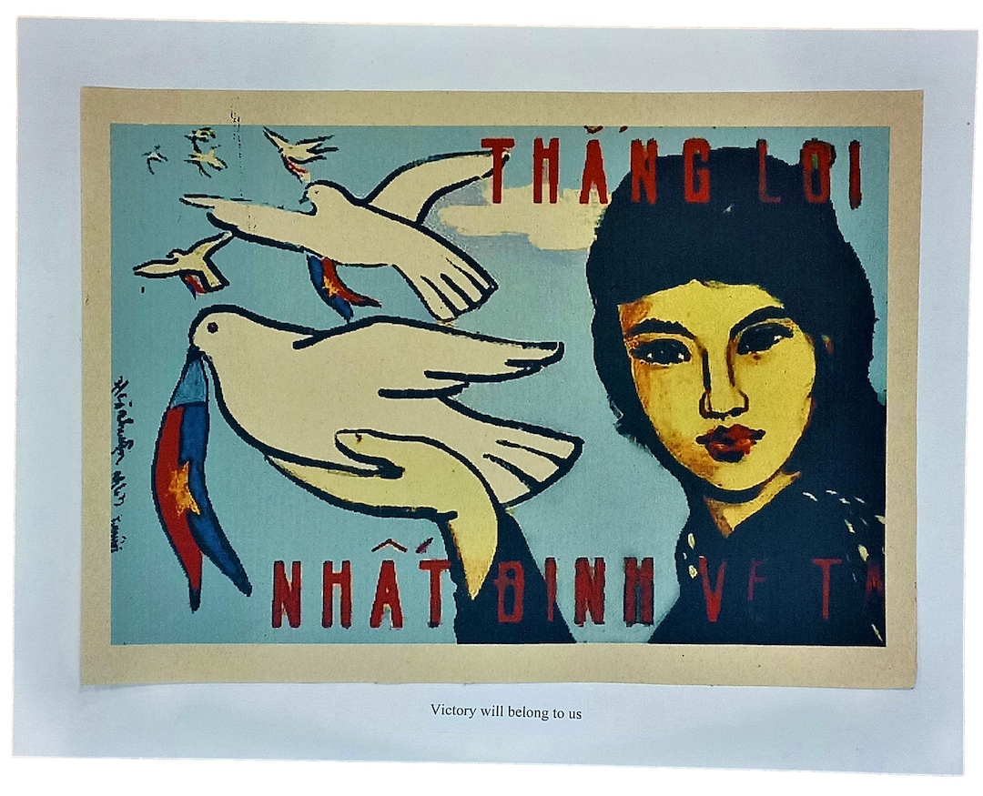 Vintage Vietnam War Poster Propaganda - Woman Releasing White Doves ...