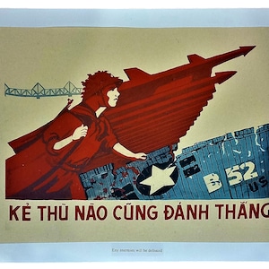 Vietnam War Propaganda Poster: B52 Bomber, Handmade Rice Paper (12x16)
