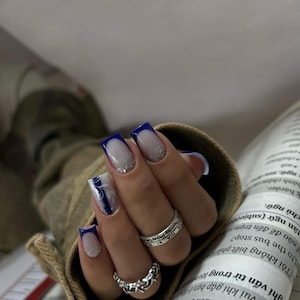 Gothic Stiletto Press-On Nails | Medium Length Fake Nails | Custom Dark Nail Art for Party or Holiday Looks | Humcraftart