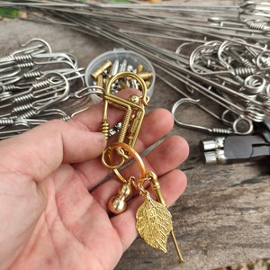 Spring Loaded Key Chain Brass Keychain Cloud Keychain Set Handmade Keychain Gift for Luxury ...