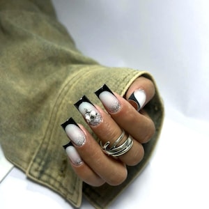 Black Claw Press-On Nails | Long Vampire Talon Nails | Spooky Acrylic Halloween Nail Set