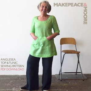Anglesea Tunic and Top with pocket | Digital PDF | Women&#39;s Sewing Pattern | UK sizes 8 - 20 | Instant Download