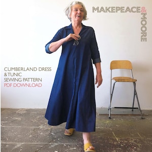 Cumberland Dress and Tunic with pockets | Digital PDF | Women&#39;s Sewing Pattern | UK sizes 8 - 20 | Instant Download | Short & Long Sleeve