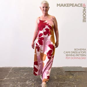 Vestido e blusa estilo Bohemia Cami | Camisola reversível | PDF digital | Molde de costura feminino | Tamanhos do Reino Unido 8 a 20 | Download instantâneo