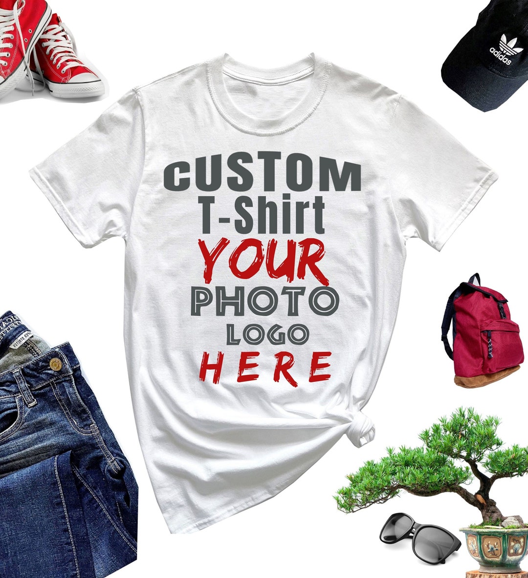 Personalised T Shirt Custom Any Photo and Text Printing Design - Etsy