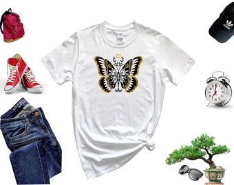 Camiseta misteriosa de mariposa, camiseta botánica Q63