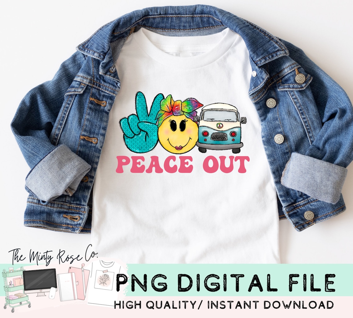 Peace Out Png, Retro Png, End of School Year Png, Peace Out, Dtf ...
