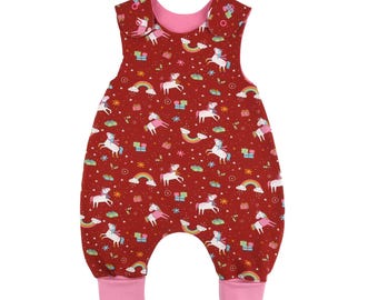 Barboteuse « Licorne et Cadeaux » - Cadeau de naissance, baptême, Noël - Sélection de tissus