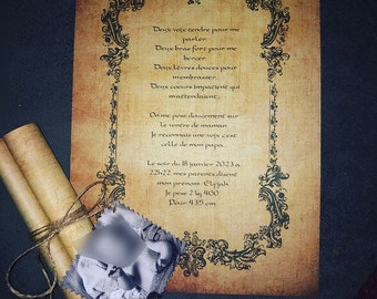 Birth/baptism/birthday/wedding announcement Parchment