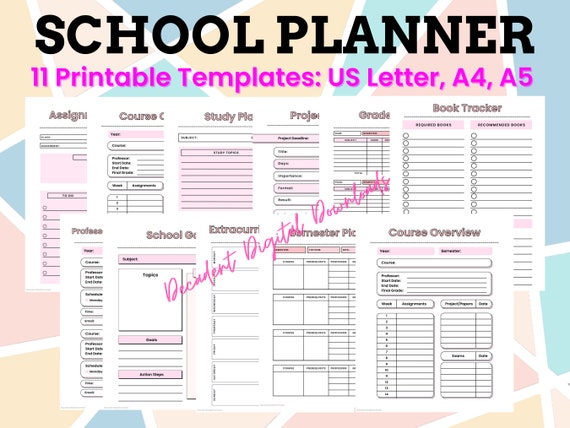 School Planner Printable Student Planner Printable Student - Etsy
