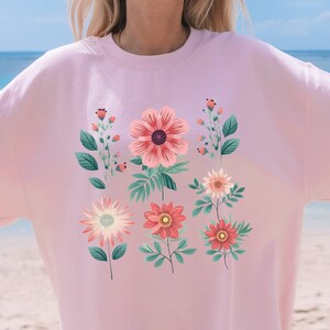 Boho floral sweatshirt, Cottagecore sweatshirt, Boho sweatshirt, Oversized sweatshirt, Flowers sweatshirt, Wild flower sweater, Boho