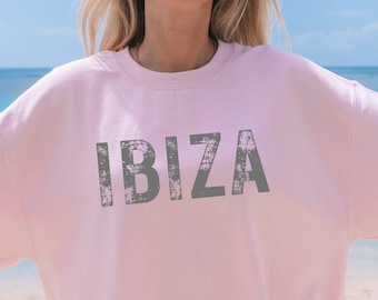 Ibiza Oversized Sweatshirt, Trendy Crewneck, Vintage Style
