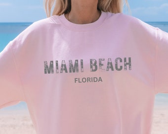 Miami Beach Florida Oversized Crewneck Sweatshirt, Trendy College Trip