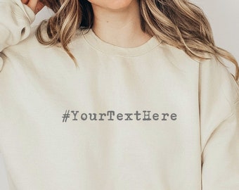 Sudadera Gildan con texto personalizado, cuello redondo personalizado