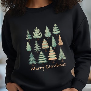 Felpa natalizia, felpa natalizia, felpa albero di Natale, girocollo natalizio, felpa natalizia carina, buon Natale
