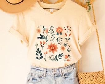 Boho floral t-shirt, Wildflower t-shirt, Aesthetic shirt, Boho, Boho shirt, Floral shirt, Floral t-shirt, Wildflower shirt, Birthday gift