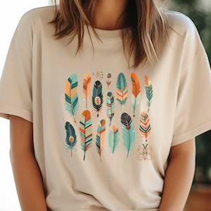 Feather t-shirt, Boho feather t-shirt, Aesthetic shirt, Boho, Boho shirt, Feather shirt, Wild beautiful and free, Bohemian t-shirt,Gipsy tee