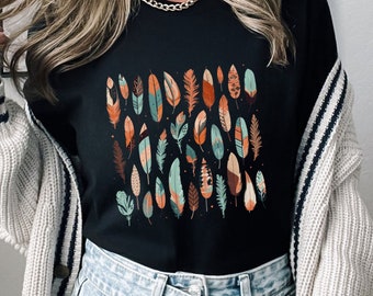 Boho Feather T-Shirt: Wild & Free Bohemian Tee