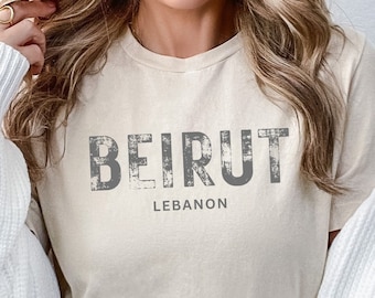 Camiseta de Beirut, Líbano, estilo vintage, de algodón